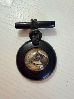 Vintage OLD Black Horse Brooch with Braiding 🐴